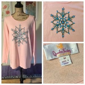 Quacker Factory Snowflake Embellished Sweater M
